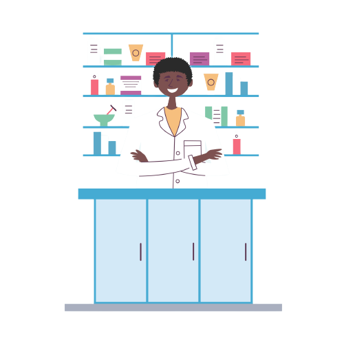 pharmacist behind the counter seller